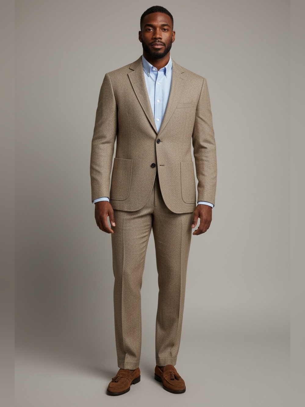 NWOT Men's Tan Wool-Blend Suit Jacket & Trousers